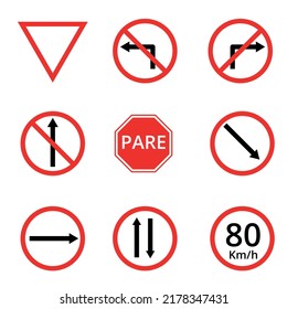 Brazilian Traffic Signs Icons Vector Illustration Stock Vector (Royalty ...