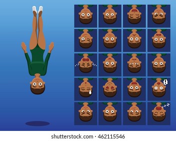 Brazilian Trampoline Gymnast Cartoon Emotion Faces Vector Illustration