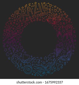 Brazilian vector pattern with palm, beach, sea, carnival. Brazil icons for posters and banners.