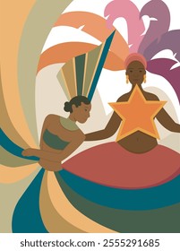 Brazilian women celebrating carnaval vector. Carnival banner illustration 