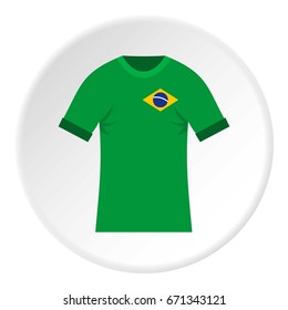 Brazilian yellow and green soccer shirt icon in flat circle isolated vector illustration for web