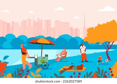 
Brazilians walk by Ibirapuera Park in São Paulo, Brazil. Holiday. Vector Art.