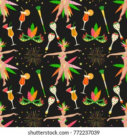 Brazillian carnival vector seamless pattern. Rio de janeiro 
