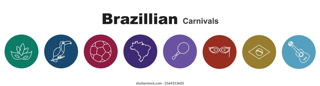 Brazillian Carnivals Vectors single single stroke icon sets with color background