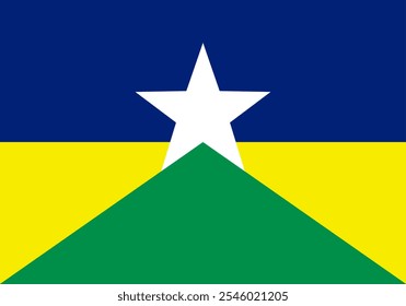 Rondônia, la bandera de Brasil: destaca la rica cultura, el patrimonio amazónico y la diversidad ambiental. Ideal para proyectos que celebran la identidad única y el orgullo de Rondônia