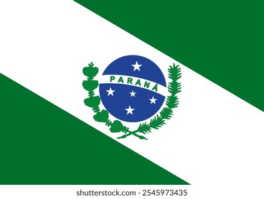 Paraná, Brazil's official flag: representing rich culture, history, and environmental diversity. Ideal for projects celebrating Paraná's unique identity and pride