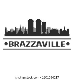 Brazzaville Congo City Travel. City Skyline. Silhouette City. Design Vector. Famous Monuments.