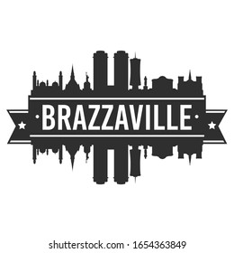 Brazzaville, Republic of the Congo Skyline. Banner Vector Design Silhouette Art. Cityscape Travel Monuments.