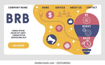 BRB, vuelve con el acrónimo. fondo de concepto de negocio.  concepto de ilustración vectorial con palabras clave e iconos. ilustración con iconos para banner web, volante, aterrizaje