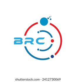 Diseño del logotipo de la tecnología de letras BRC sobre fondo blanco. Las iniciales creativas de BRC son la letra del concepto de logotipo de TI. diseño de letras BRC
