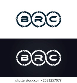 Logotipo de BRC. B R C diseño. Letra BRC blanca. Diseño de logo de letra BRC, BRC. B R C diseño de la letra del logotipo en ORO,