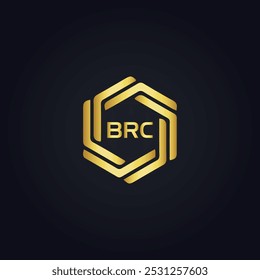 Logotipo de BRC. B R C diseño. Letra BRC blanca. Diseño de logo de letra BRC, BRC. B R C diseño de la letra del logotipo en ORO,