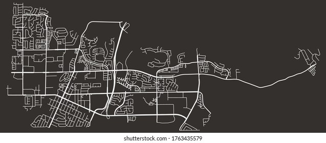 Brea, California, USA–urban city vector map with downtown and periphery, transport network, roads and highways 