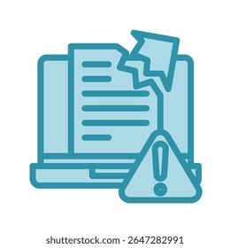 Breach Alert dual tone azul cor, mini ícone de ilustração. use para conceito moderno, impressão, UI, kit UX, web e desenvolvimento de aplicativos. Vetor relacionado com gestão de riscos, negócios, finanças.