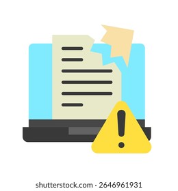 Cor plana do alerta de violação, ícone da ilustração mini. use para conceito moderno, impressão, UI, kit UX, web e desenvolvimento de aplicativo. Vetor relacionado com gestão de riscos, negócios, finanças.

