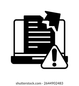 Glifo de Alerta de Violação, mini ícone de ilustração. use para conceito moderno, impressão, interface do usuário, kit UX, desenvolvimento de web e aplicativos. Vetor relacionado com gestão de riscos, negócios, finanças.

