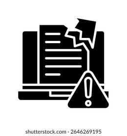 Glifo de Alerta de Violação, mini ícone de ilustração. use para conceito moderno, impressão, interface do usuário, kit UX, desenvolvimento de web e aplicativos. Vetor relacionado com gestão de riscos, negócios, finanças.
