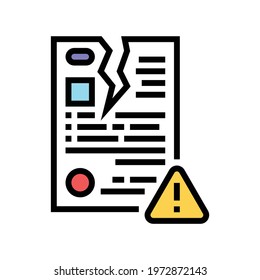 Breach Of Contract Law Dictionary Color Icon Vector. Breach Of Contract Law Dictionary Sign. Isolated Symbol Illustration