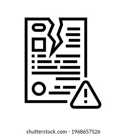 Breach Of Contract Law Dictionary Line Icon Vector. Breach Of Contract Law Dictionary Sign. Isolated Contour Symbol Black Illustration