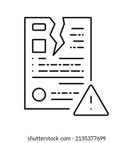 Breach Of Contract Law Dictionary Line Icon Vector. Breach Of Contract Law Dictionary Sign. Isolated Contour Symbol Black Illustration