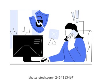 Breach detection isolated cartoon vector illustrations. IT specialist having data breach, computing industry in danger, cybersecurity threat, hacker attempt to steal information vector cartoon.