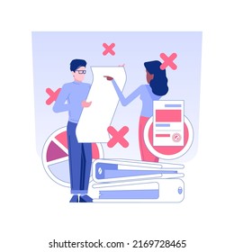 Breach of an employment agreement isolated concept vector illustration. HR manager makes a complaint to a worker, termination of an employment contract, pursue career vector concept.