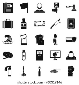 Breach icons set. Simple set of 25 breach vector icons for web isolated on white background