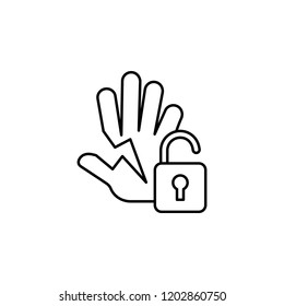 Breaches, lock icon. Element of general data project icon for mobile concept and web apps. Thin line Breaches, lock icon can be used for web and mobile
