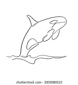 Breaching orca drawn in one continuous line