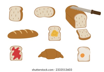Bread 1 cute on a white background, vector illustration.
