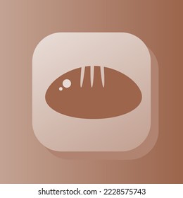 Bread 3d button outline icon. Healthy nutrition concept. Baking 3d symbol sign vector illustration isolated on brown color background