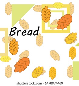 Bread background. Vector bakery pastry, wicker bun. Use for menu design.