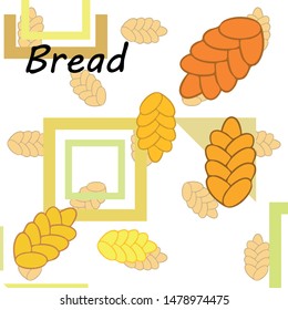 Bread background. Vector bakery pastry, wicker bun. Use for menu design.