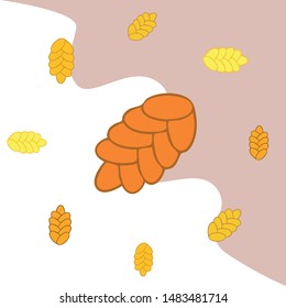 Bread background. Vector bakery pastry, wicker bun. Use for menu design.