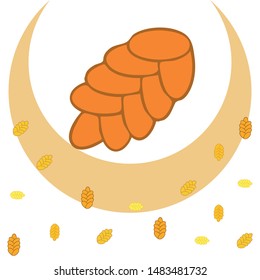 Bread background. Vector bakery pastry, wicker bun. Use for menu design.