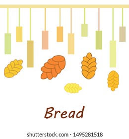 Bread background. Vector bakery pastry, wicker bun. Use for menu design.