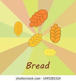 Bread background. Vector bakery pastry, wicker bun. Use for menu design.