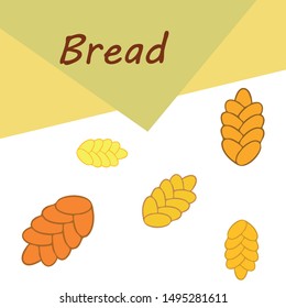 Bread background. Vector bakery pastry, wicker bun. Use for menu design.