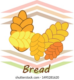 Bread background. Vector bakery pastry, wicker bun. Use for menu design.