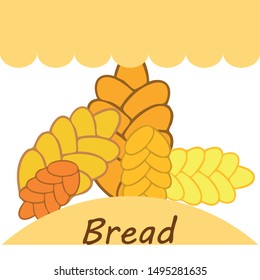 Bread background. Vector bakery pastry, wicker bun. Use for menu design.