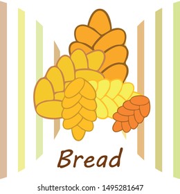 Bread background. Vector bakery pastry, wicker bun. Use for menu design.