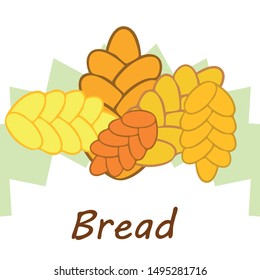 Bread background. Vector bakery pastry, wicker bun. Use for menu design.