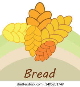 Bread background. Vector bakery pastry, wicker bun. Use for menu design.