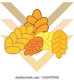 Bread background. Vector bakery pastry, wicker bun. Use for menu design