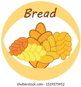 Bread background. Vector bakery pastry, wicker bun. Use for menu design
