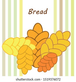 Bread background. Vector bakery pastry, wicker bun. Use for menu design