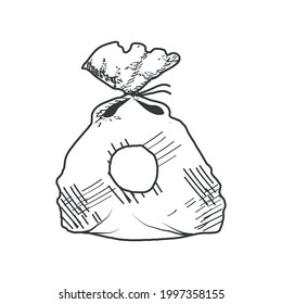 bread bag sketch isolated icon