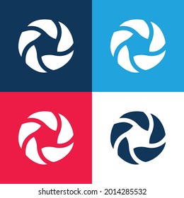 Bread Bagels blue and red four color minimal icon set