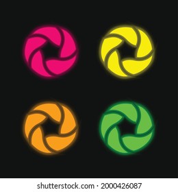Bread Bagels four color glowing neon vector icon