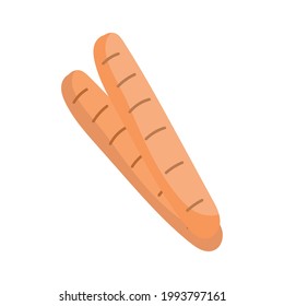Baguette de pan icono aislado